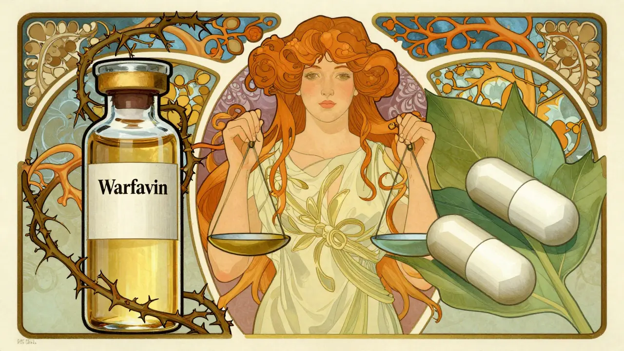 Poster comparing ornate vials to sleek capsules held by a central figure